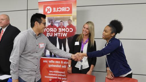 student at a job fair