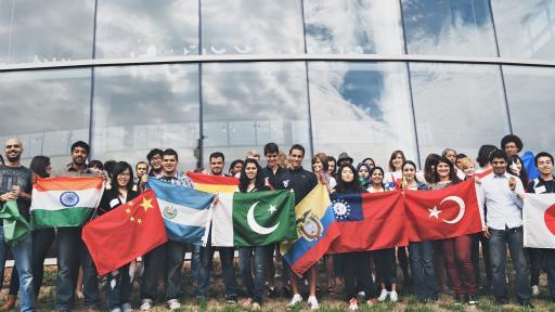 International students with flags