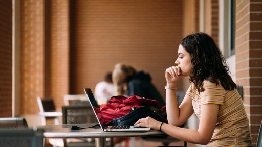 student studying online